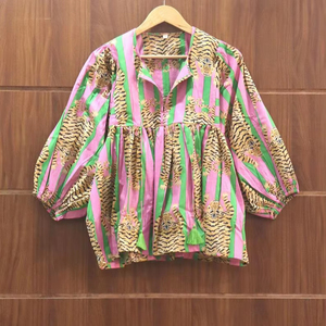 Robe courte Kyra, robe mini, imprimé tigre, tunique, col profond avec cordon de serrage - Product Image 3