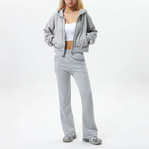 Nouveau pantalon de survêtement évasé décontracté pour femmes en molleton personnalisé pantalon droit de grande taille pantalon baggy pour femmes - Product Image 4
