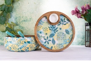 Bol rond en bois artisanal avec finition à grain naturel parfait pour les salades servant des collations cadeau de décoration de cuisine élégant et durable - Product Image 5