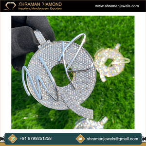 Collar con Colgante de Letra Grande Personalizado, Chapado en Rodio, Plata de Ley 925, con Moissanita, Estilo Hip Hop de Lujo, para Fiestas Unisex - Product Image 4