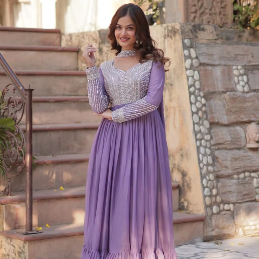 strapless open back dress Utsav Ka Noor- Deep Green Mothra Embroidered Anarkali Set