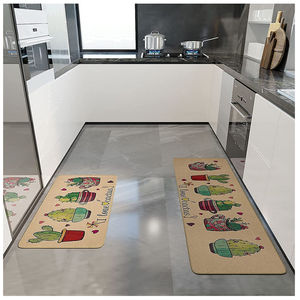 Ensemble de tapis de cuisine en tissu de lin de couleur personnalisée, base en caoutchouc robuste, antidérapant, absorbant l'eau, motif original, lavable - Product Image 6