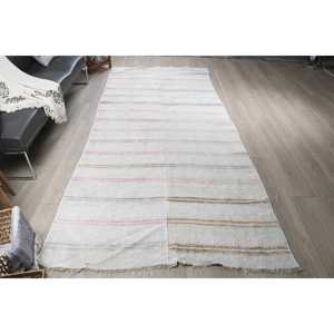 พรมวินเทจขนาดใหญ่ 4.7x11.2 ฟุต (143x340 ซม.) พรมตุรกีลายจุดสีขาว - Product Image 1