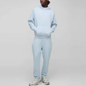 Ensemble de survêtement lourd 430GSM en gros | Sweat à capuche et pantalon de survêtement unisexe blanc uni | Logo personnalisé 2 pièces survêtement 2025 - Product Image 2