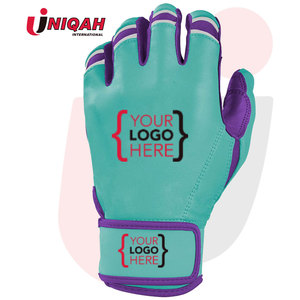 Guantes de bateo de béisbol profesionales en cuero con cierre atado Mano de dedo completo - Product Image 3