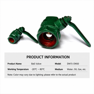 Válvula de bola de hierro fundido verde con rosca hembra para corte de agua, reparación y reemplazo - Product Image 2
