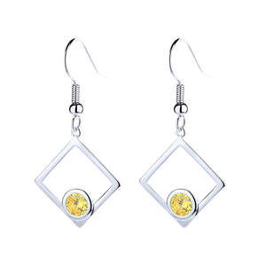 Orecchini Pendenti Quadrati in Argento Sterling con Peridoto, Gioielli alla Moda - Product Image 1