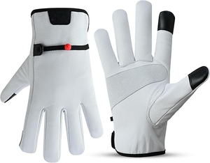 Guantes de trabajo de cuero para hombre-Guantes de trabajo de construcción y patio-Guantes de seguridad resistentes a pinchazos para paisajismo y uso al aire libre - Product Image 1