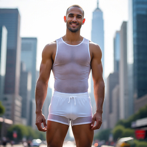 Transparent serré maille transparente Shorts hommes été léger dormir voir à travers les Shorts taille élastique Sexy Shorts garçons - Product Image 2