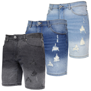 <b>Mens</b> Summer Casual Modern-Fit Straight Woven Denim <b>Shorts</b> <b>with</b> Mid-Waist Ripped Design Zip Fly and 5-<b>Pocket</b> - Product Image 5