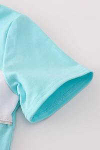 Divertido diseño de taco azul bordado Spandex/algodón Smart Casual Shorts Set para niños elegante cómodo patrón sólido verano - Product Image 3