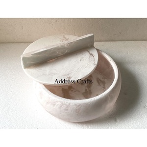 Bol en résine époxy avec couvercle, qualité supérieure, forme ronde, bol en marbre blanc à motifs, vaisselle, logo personnalisé, bols de service, plats, assiettes - Product Image 1
