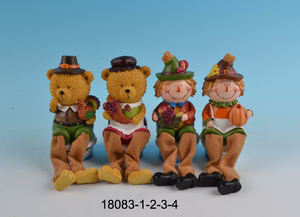 Venta directa de fábrica estante de resina sentado conejito oso espantapájaros figuritas otoño Halloween decoración de Acción de Gracias - Product Image 3