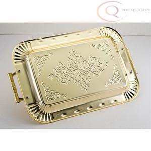 Plateau décoratif en acier inoxydable sur le thème du Ramadan pour servir et présenter |   Améliore la décoration de la maison, présentation élégante, personnalisable - Product Image 3