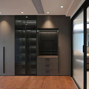 Серый деревянный шкаф-гардероб на заказ, современный дизайн для хранения вещей в спальне, серый шкаф-купе для домашней мебели - Product Image 1