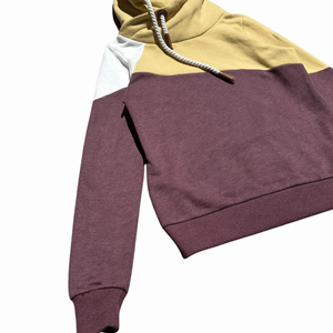 Sudadera con capucha de bloque de color dorado informal para mujer, ropa de calle, Sudadera con capucha y cuello de lana de algodón transpirable, Top - Product Image 3