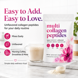 Poudre de Collagène Hydrolysé 10g Protéines par Portion, <span class=keywords><strong>4</strong></span> Types de Collagène + Acide Hyaluronique + Vitamine C + 5000mcg Biotine, 54 Cuillères - Product Image 3