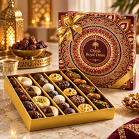 Boîte cadeau de luxe personnalisée AT PACK avec séparateurs pour dattes et chocolats, emballage de friandises arabes pour Ramadan et Eid avec ruban