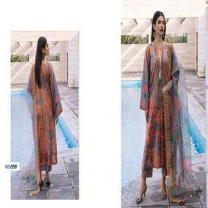 ชุดปักลายบนสนามหญ้าสำหรับผู้หญิง,ชุดสวมใส่สบายๆดูสวยงามมีสไตล์ชุด3ชิ้นสไตล์ปากีสถานและอินเดียโดย CHARIZMA - Product Image 5