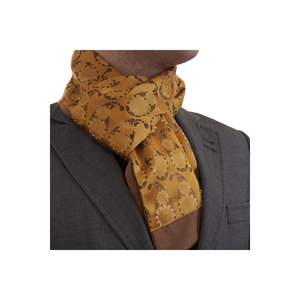 Jacquard Woven Elegant Wool Double Sided <b>Scarf</b> with Copper Shawl Pattern on <b>Gold</b> - Product Image 2