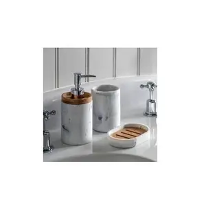 อุปกรณ์ห้องน้ำหินอ่อนชุดผู้ถือแปรงตู้ทำสบู่แก้วสบู่รูปร่างจานคอนกรีตที่มีการใช้ที่ทำด้วยมือ