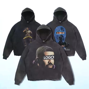 100% Cotton Custom Cropped Oversized Breathable Hoodie Quick Dry Streetwear Blank Hoodies Cropped Hoodies <b>Men</b> - Product Image 5