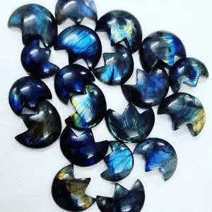 Harga grosir batu permata alami Labradorite spektrotite batu permata potongan bulan Cabochon batu perubahan warna untuk perhiasan