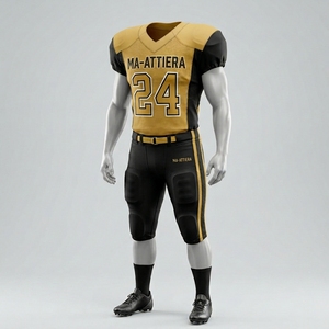 Custom Gold Black American Football Jersey <b>Padded</b> <b>Pants</b> Team Uniform Number 24 OEM ODM Wholesale Sportswear - Product Image 4