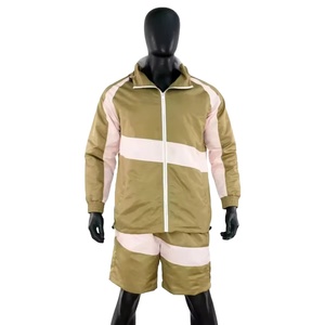 Men Hooded Windbreaker Shorts <b>Set</b> Two Piece Full Length Jacket Solid Reversible Streetwear Tracksuits 2027 - Product Image 4