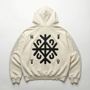 Nueva Sudadera con Capucha Personalizada para Hombre, Tejido Grueso de 500 g/m², Algodón French Terry, Bordado con Pedrería, Dobladillo sin Rematar Ecológico - Product Image 2