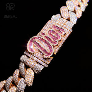 สร้อยคิวบันเพชรโมอิสซาไนต์ผ่านการทดสอบมาตรฐาน VVS สไตล์ฮิปฮอป ประดับเพชรเต็มเส้น ชุบทอง 18K เงินแท้ 925 เครื่องประดับผู้ชายคุณภาพสูง - Product Image 2