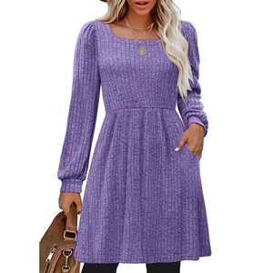 ชุดเดรสทำงานยาวถึงเข่าแขนยาวลำลองสำหรับผู้หญิงชุดเดรสทำงานของผู้หญิงชุดเดรสแม็กซี่แบบสั้นสั่งตัด - Product Image 4