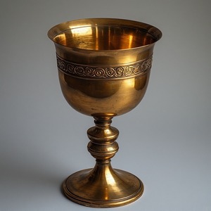 Calice d'église en laiton artisanal avec finition patinée antique, détails artisanaux, conçu pour les cérémonies religieuses intemporelles - Product Image 3