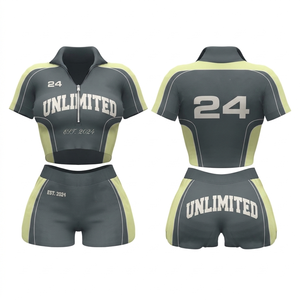 เสื้อครอปท็อปผ้าริบไนลอนสแปนเด็กซ์ 260 GSM สำหรับผู้หญิง ชุดกางเกงขาสั้นเข้ารูป พร้อมโลโก้ลายนูน แต่งเชือกผูก ชุดออกกำลังกายผ้าฝ้าย 100% สำหรับผู้หญิง - Product Image 3