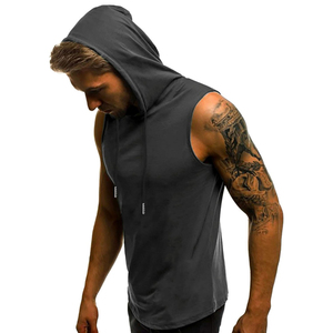 Best Selling Customized Design Lightweight Sleeveless hoodies 100% Cotton Custom Color Breathable Pullover Gym hoodies For Men - Product Image 5