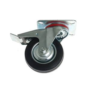 Rueda Giratoria con Freno-Goma Negra (Capacidad hasta 100kg), de 125W, HC, de - Product Image 1