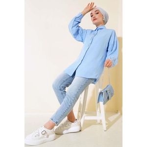 เสื้อลูกปัดสีฟ้าน้ำแข็งสำหรับผู้หญิงเสื้อเชิ้ตลูกปัดหรูหรา - Product Image 3