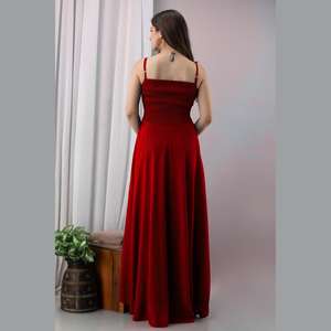 Robe de soirée rouge froncée au sol avec décoration à plusieurs niveaux à paillettes techniques au crochet XS à XL pour la fête Quinceanera - Product Image 5