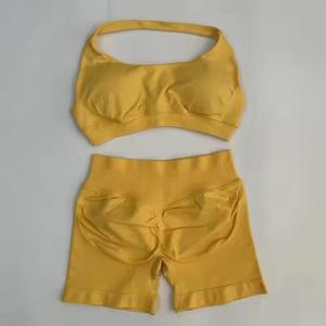 Meilleur ensemble de yoga de qualité supérieure à la mode couleur unie dame deux pièces femmes vêtements actifs soutien-gorge haut et ensemble legging pour la course à pied Yoga - Product Image 5