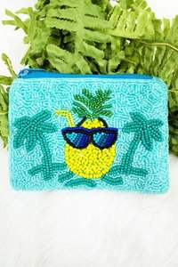 High Quality Handmade Exclusive <b>MARDI</b> <b>GRAS</b> <b>Beaded</b> Embroidery Mini Zipper Bag With Trendy Fashion Statement Details From India - Product Image 6