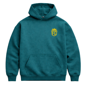 เสื้อฮู้ดดี้โอเวอร์ไซส์สีเขียวป่าสำหรับผู้ชาย ผ้าคอตตอน 50% โพลีเอสเตอร์ 50% ทรงหลวมแบบดรอปโชว์เดอร์ สไตล์สตรีทแวร์ ใส่สบาย เหมาะสำหรับฤดูหนาว - Product Image 1