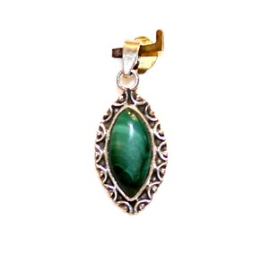 Bijoux de style népalais pierres précieuses malachite argent Sterling 925 pendentif Piedras Naturales pierres de cristal de guérison - Product Image 6