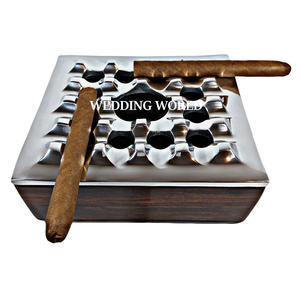 Wooden Ashtray With Nickle Plated Lid Premium Quality Handmade Ashtray Square Shape Designer Luxury New Ashtray - Product Image 1