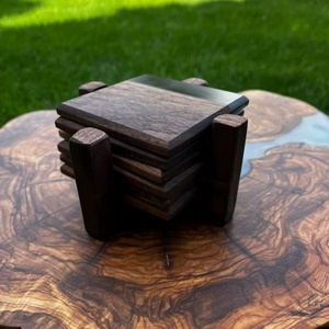 Posavasos de madera y resina epoxi, posavasos de alta calidad para bebidas, posavasos de resina cuadrado redondo, personalización por Royal natural craft - Product Image 1
