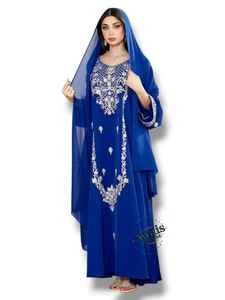 Conjunto de 2 Piezas de Lujo al por Mayor para Mujeres Musulmanas, Vestido Modesto, Sencillo, de Chifón Sólido con Cuentas, Largo hasta el Suelo, Estilo A-Line, para Fiesta o Boda, Adornado - Product Image 3