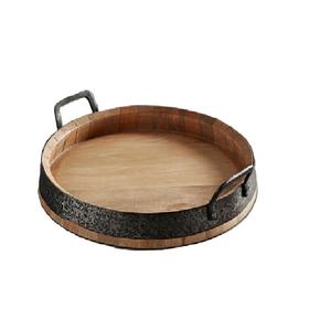 Élégant plateau de service en bois fait main avec poignée en métal pour le petit-déjeuner à prix compétitif Forme de taille personnalisée - Product Image 1