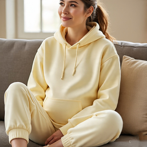 Chándal de maternidad para mujer, informal, transpirable, 400 GSM, tela pesada, 1/4, sudaderas y pantalones de chándal, chándal de maternidad para mujer - Product Image 4