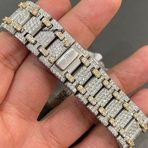 Montre chronographe de luxe bicolore sertie de moissanite, style diamant, bijoux hip-hop VVS - Product Image 4