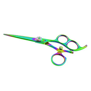 กรรไกรตัดผมสามนิ้วสีรุ้งสำหรับช่างตัดผมเยอรมันที่วางนิ้วเครื่องมือความงามใบมีดสแตนเลสคงที่ - Product Image 6