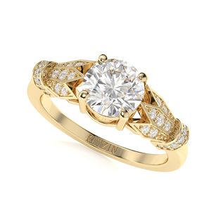 Anillo de compromiso de estilo único de diamante de corte redondo para mujer - Product Image 2